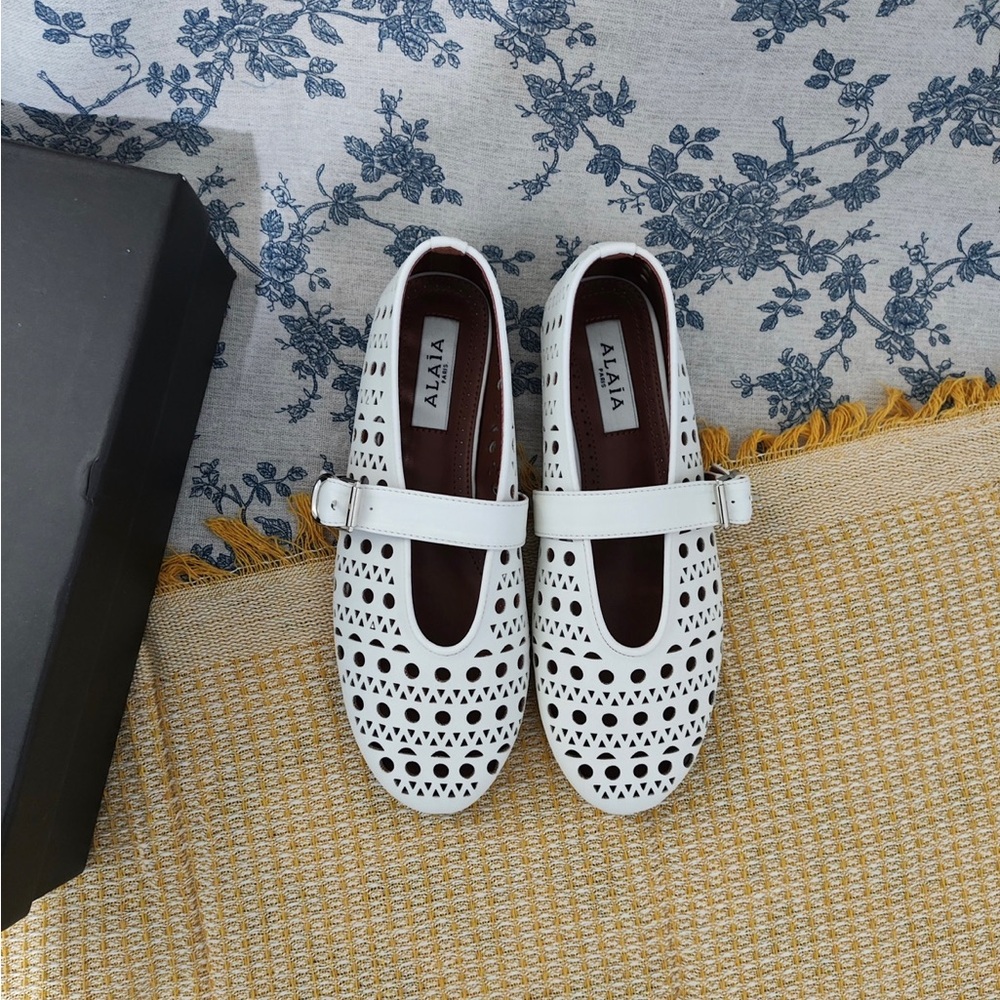 Alaia White Perforated Mary Jane Loafers